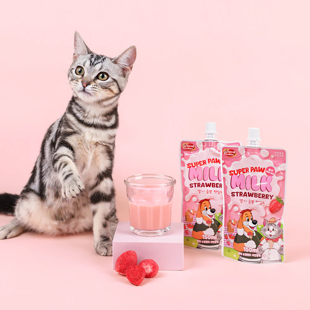 SUPER PAW Dog & Cat Strawberry Milk 150ml - kikiandpuppies