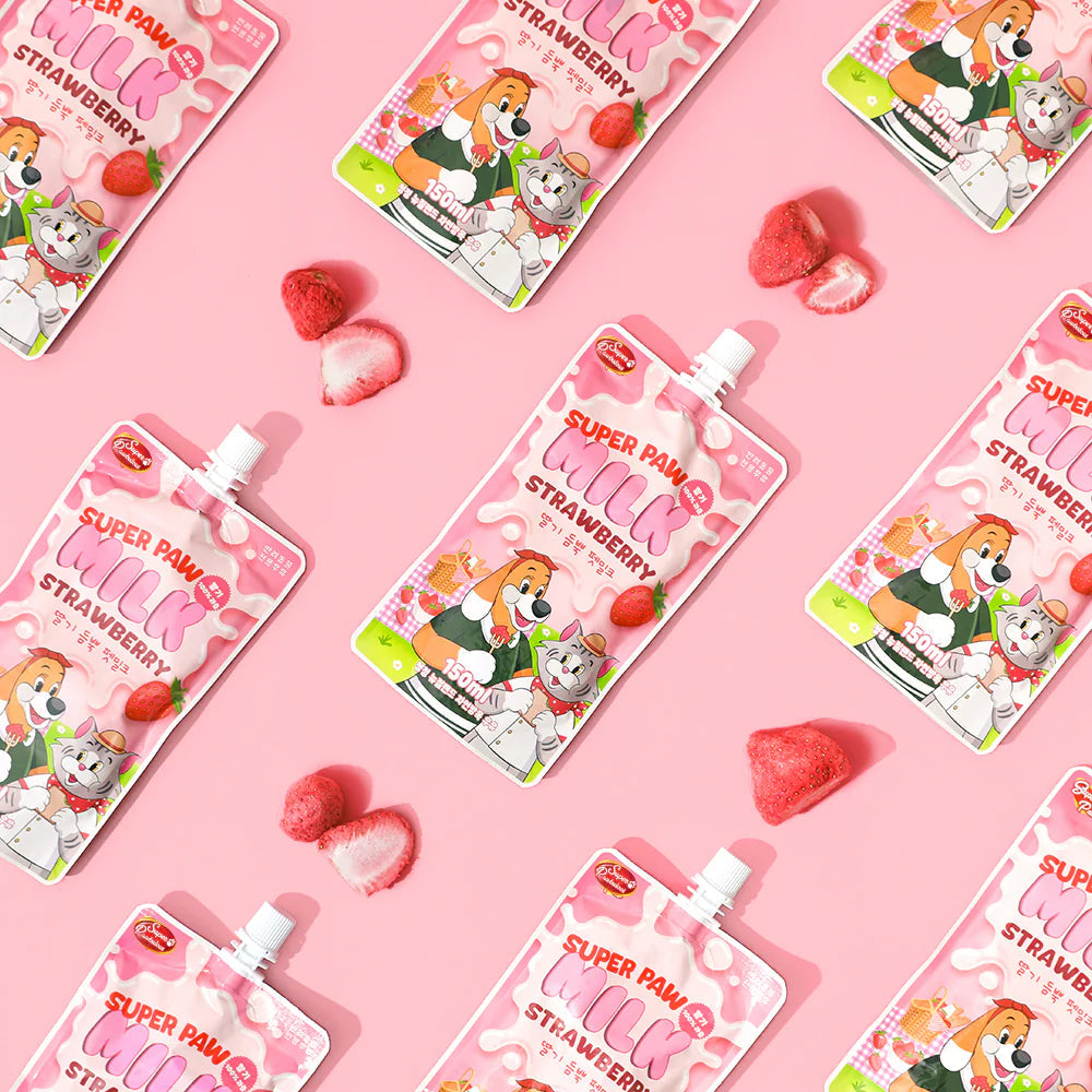 SUPER PAW Dog & Cat Strawberry Milk 150ml - kikiandpuppies