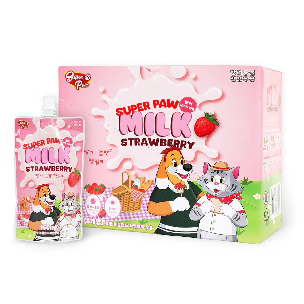 SUPER PAW Dog & Cat Strawberry Milk 150ml - kikiandpuppies