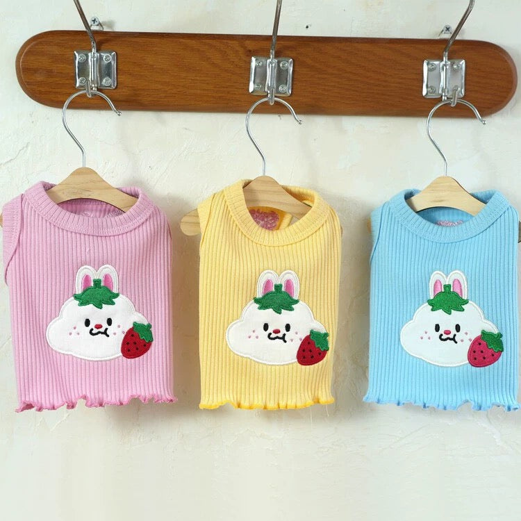 Belele Pet Cute Strawberry Bunny Sleeveless T-Shirt