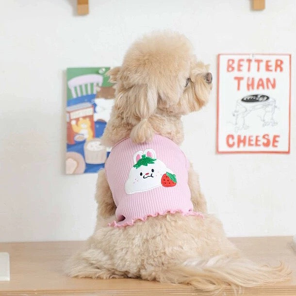 Belele Pet Cute Strawberry Bunny Sleeveless T-Shirt