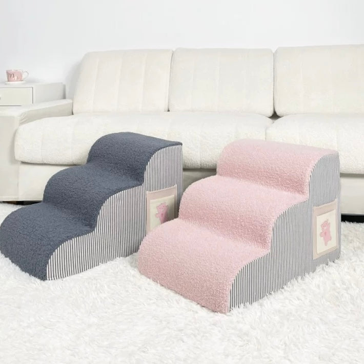 Little Bear Pet Stairs 3-Steps Sofa Bed Dog Ramp Removable Washable Cover