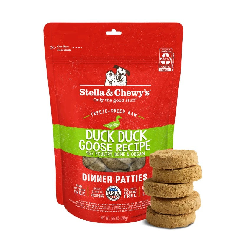 Stella & Chewys Freeze-Dried Dog Food - Duck Duck Goose Patties 156g