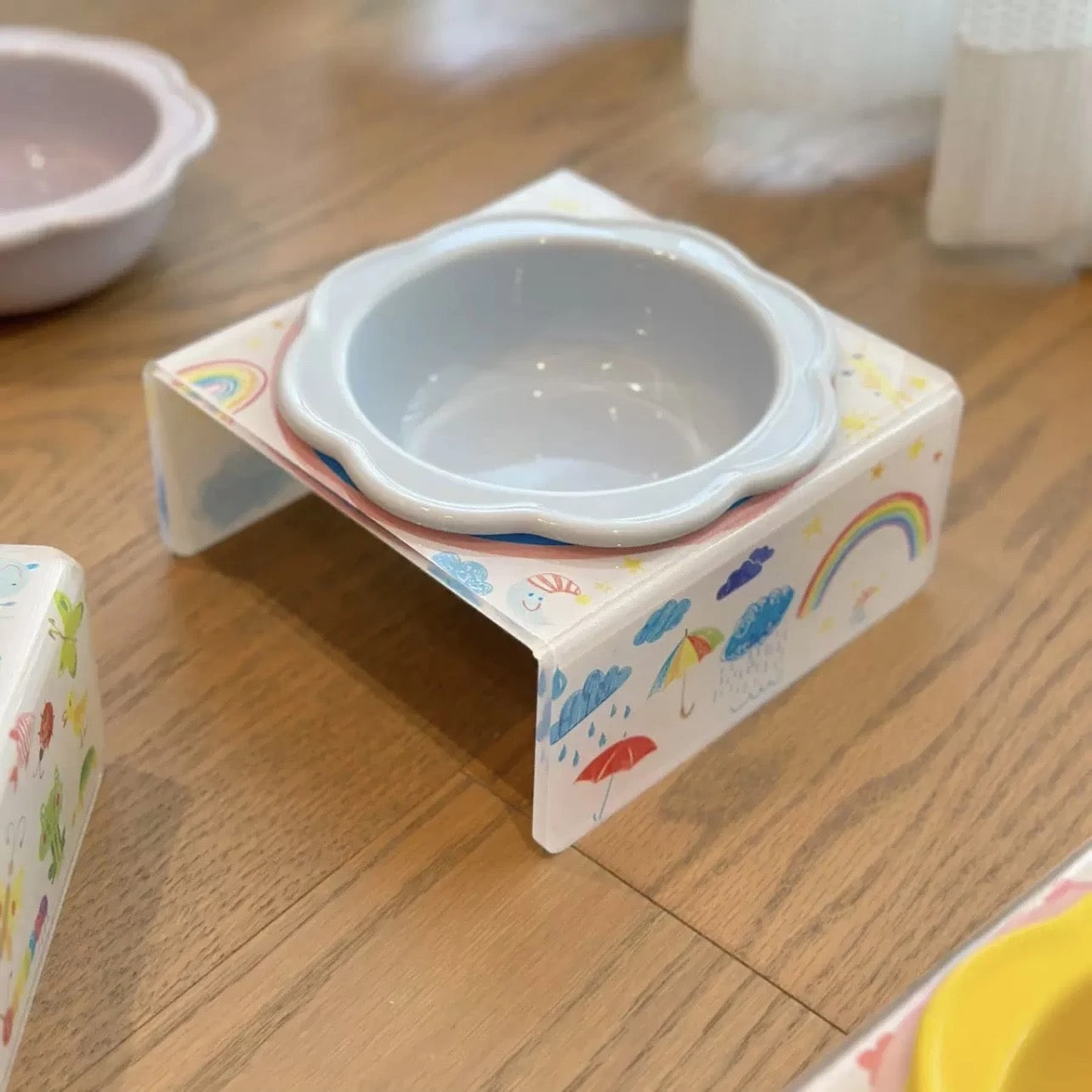 Pet Ceramic Cat Dog Bowls Set With Tray