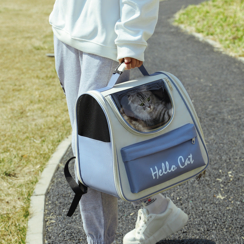 Pet Cat Carry Waterproof Fabric Bag Large Capacity Breathable Foldable Backpack