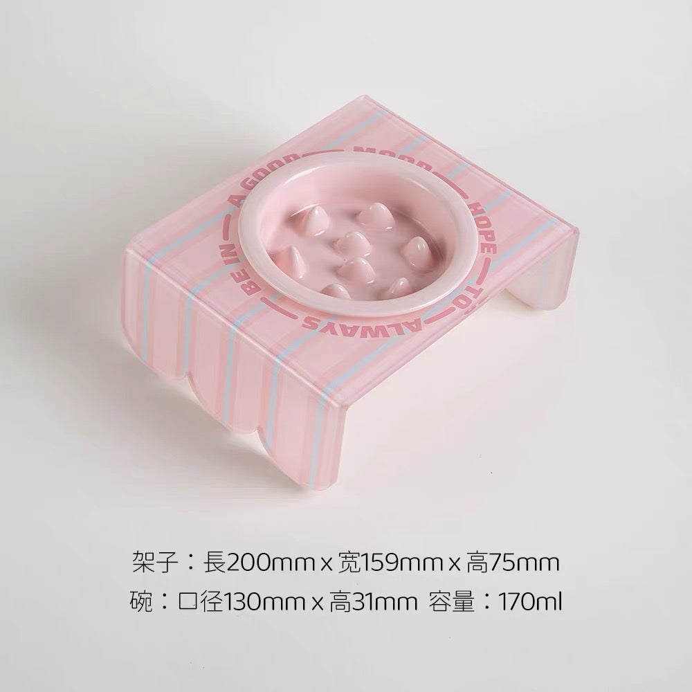 Ceramic Pet Slow Feeder Bowl With Acrylic Holder - kikiandpuppies