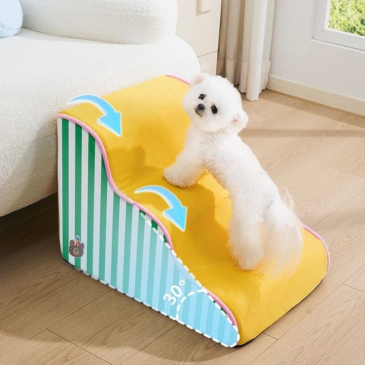 Pet Stairs 3-Steps Sofa Bed Dog Ramp - Blue - kikiandpuppies