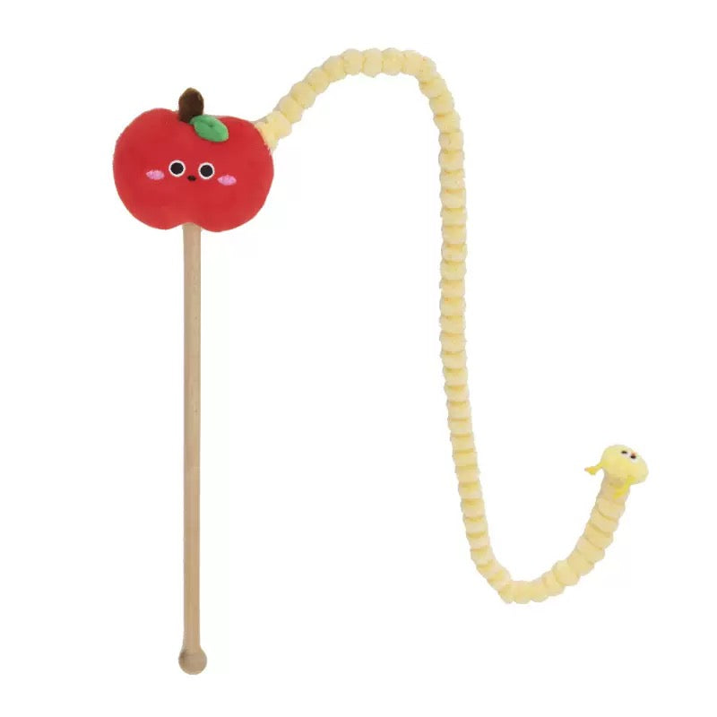 Purlab Apple Catnip Teaser Wand Self-Play Entertainment Toy
