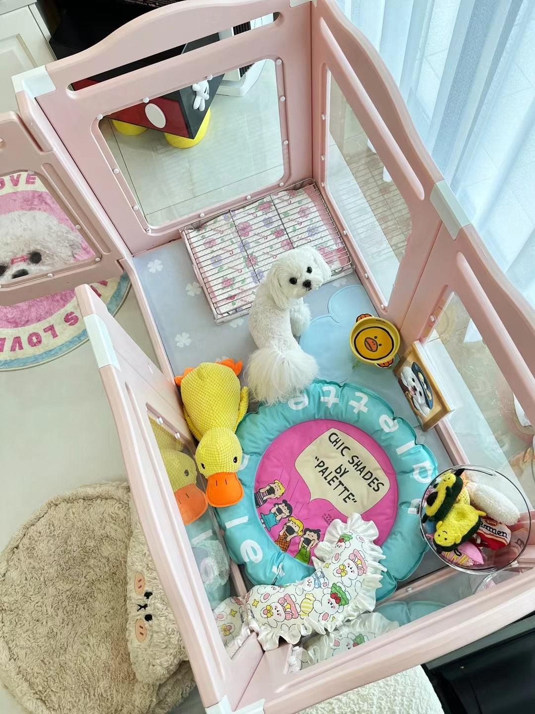 Pet Fence Scene Indoor Outdoor Furniture Dog Playpen Pink - 60cm