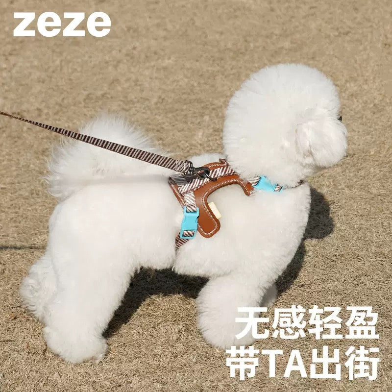 Leather Pet Harness with Leash