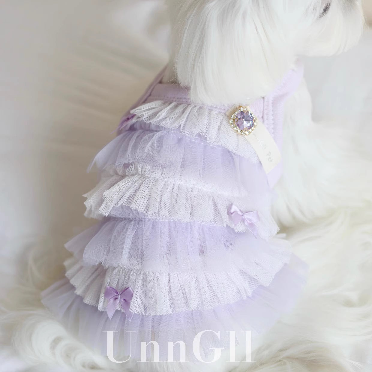 Pet Cake Princess Dress with Tulle and Rhinestones