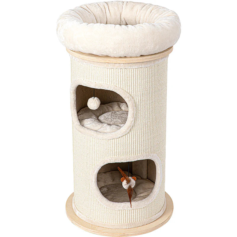 HONEYPOT CAT Solid Wood Cylinder Cat Tree