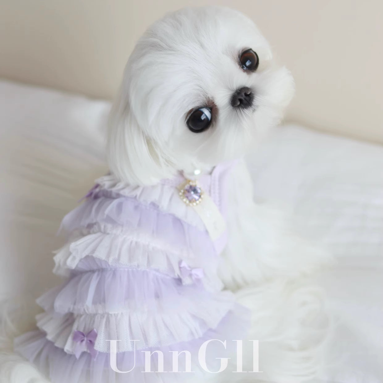 Pet Cake Princess Dress with Tulle and Rhinestones