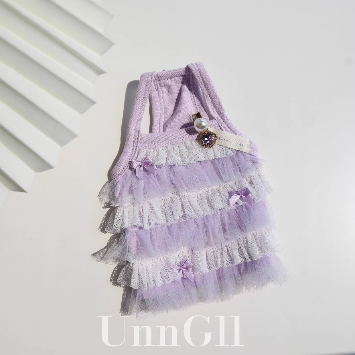 Pet Cake Princess Dress with Tulle and Rhinestones