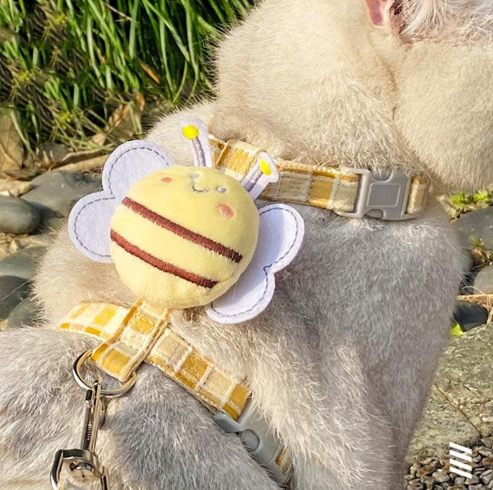 Cute Bee Cat Dog Harness Leash Set