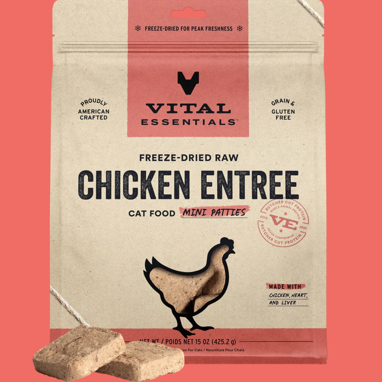 VE Freeze-Dried Cat Food Mini Patties Chicken 226.8g