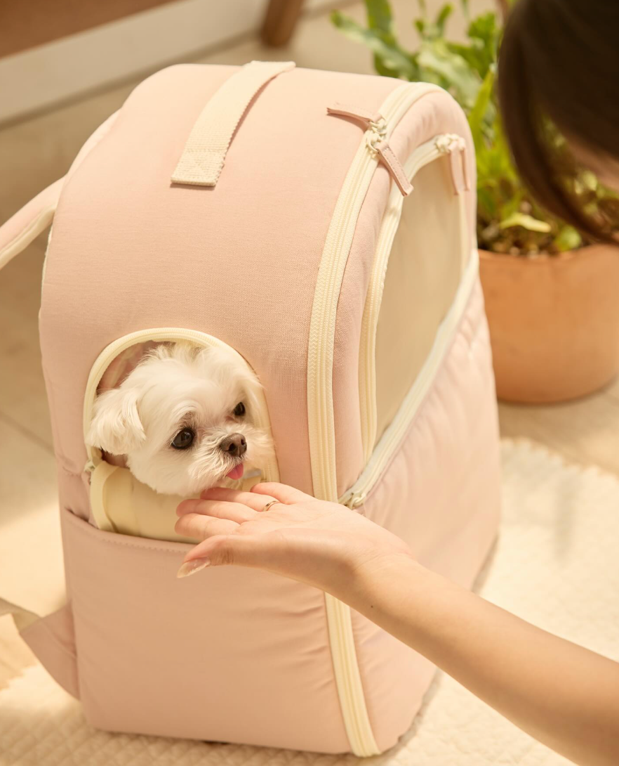 Ba&ttang Pet Carrier Bag Soft Curve Backpack (pink)