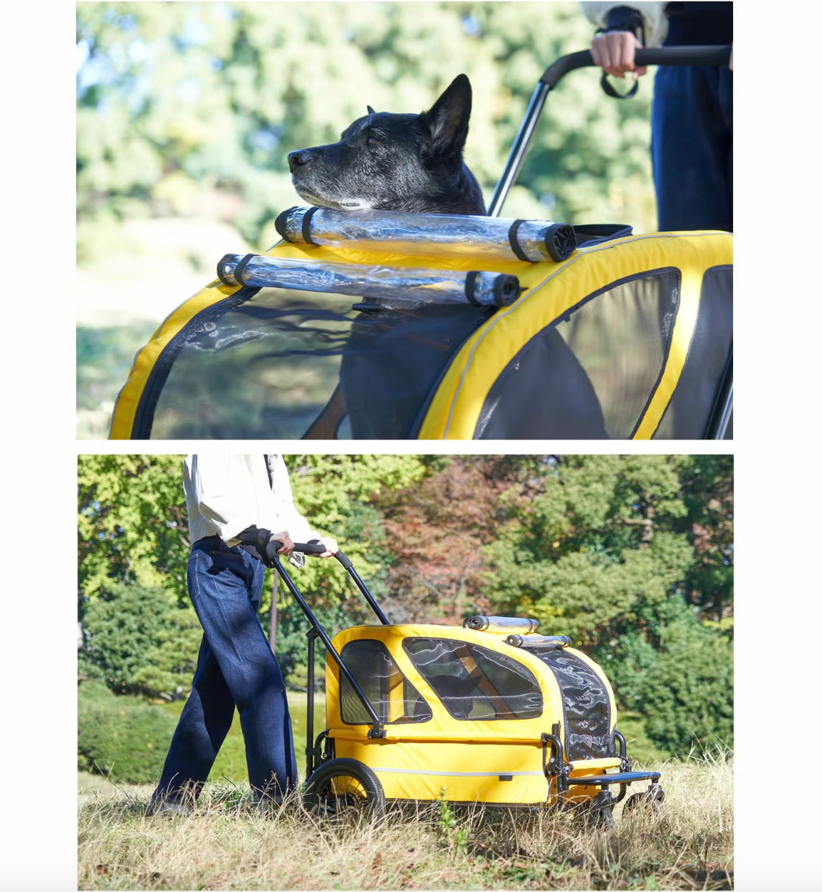 AirBuggy Carriage 2-Piece Set [Cart & Roof] for Large Dog (55kg Load Capacity )
