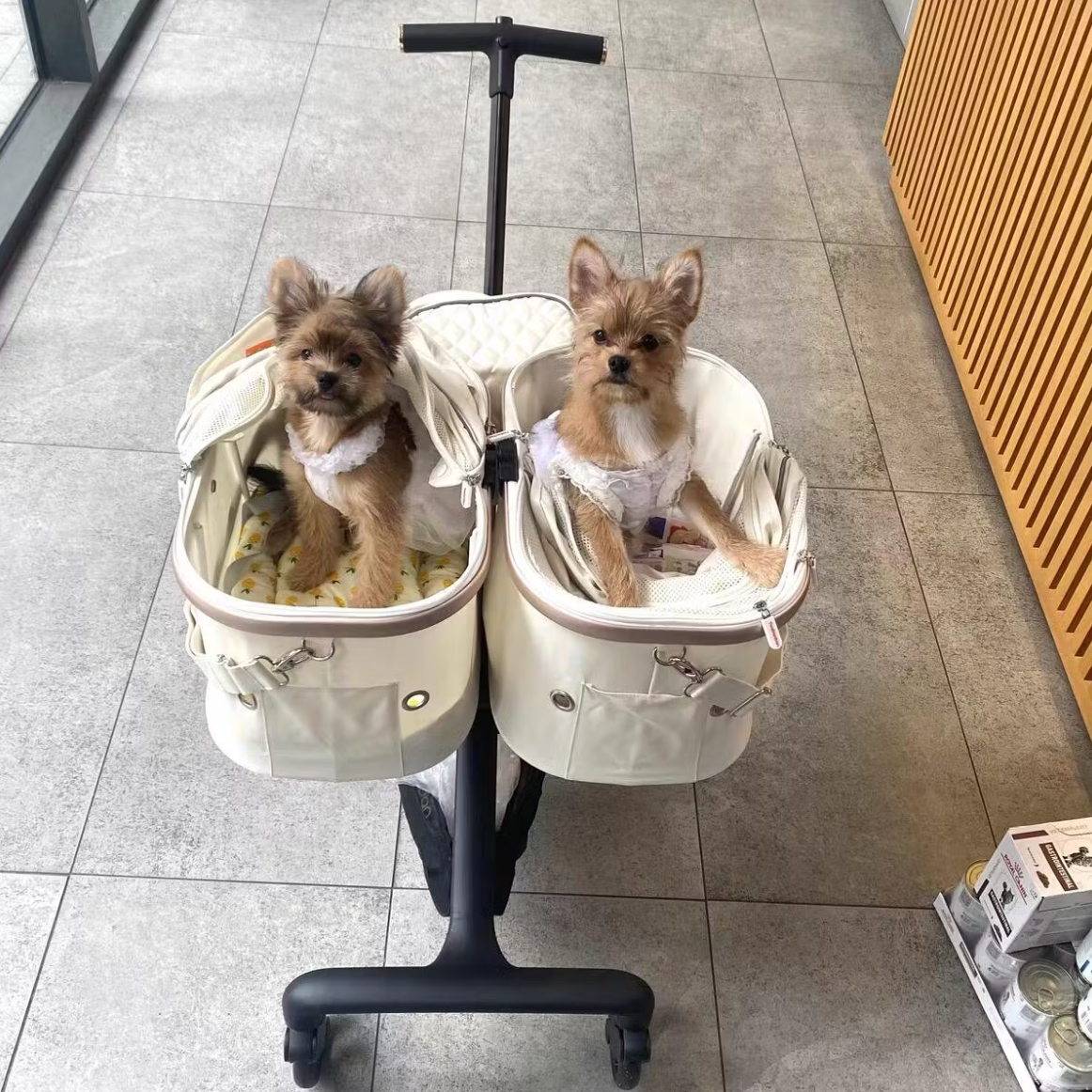 twin dog stroller TooDanDan Twin Two-Seater Pet Stroller – kikiandpuppies