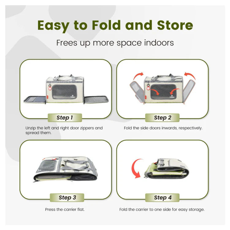 Lightweight Foldable Pet Carrier with Straps Airline Approved Bag