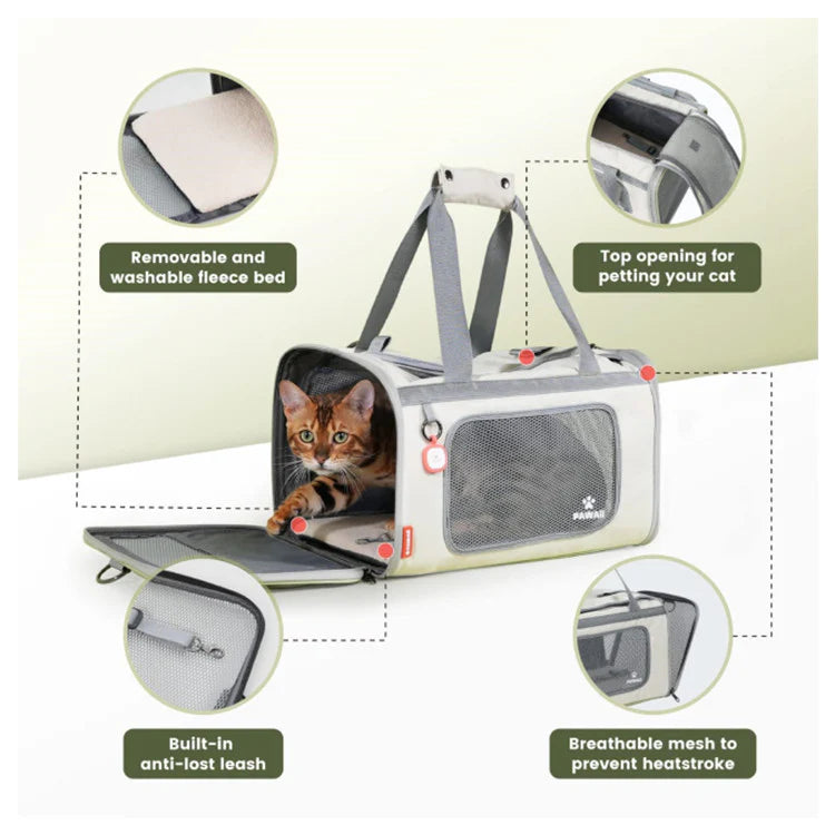 Lightweight Foldable Pet Carrier with Straps Airline Approved Bag