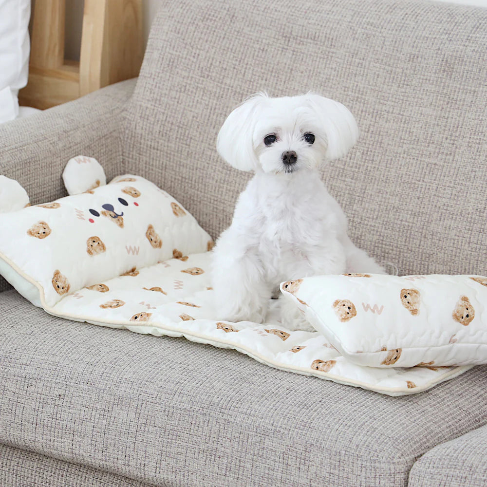 Checkered Bear Cub Cooling Mat (with built-in pillow)