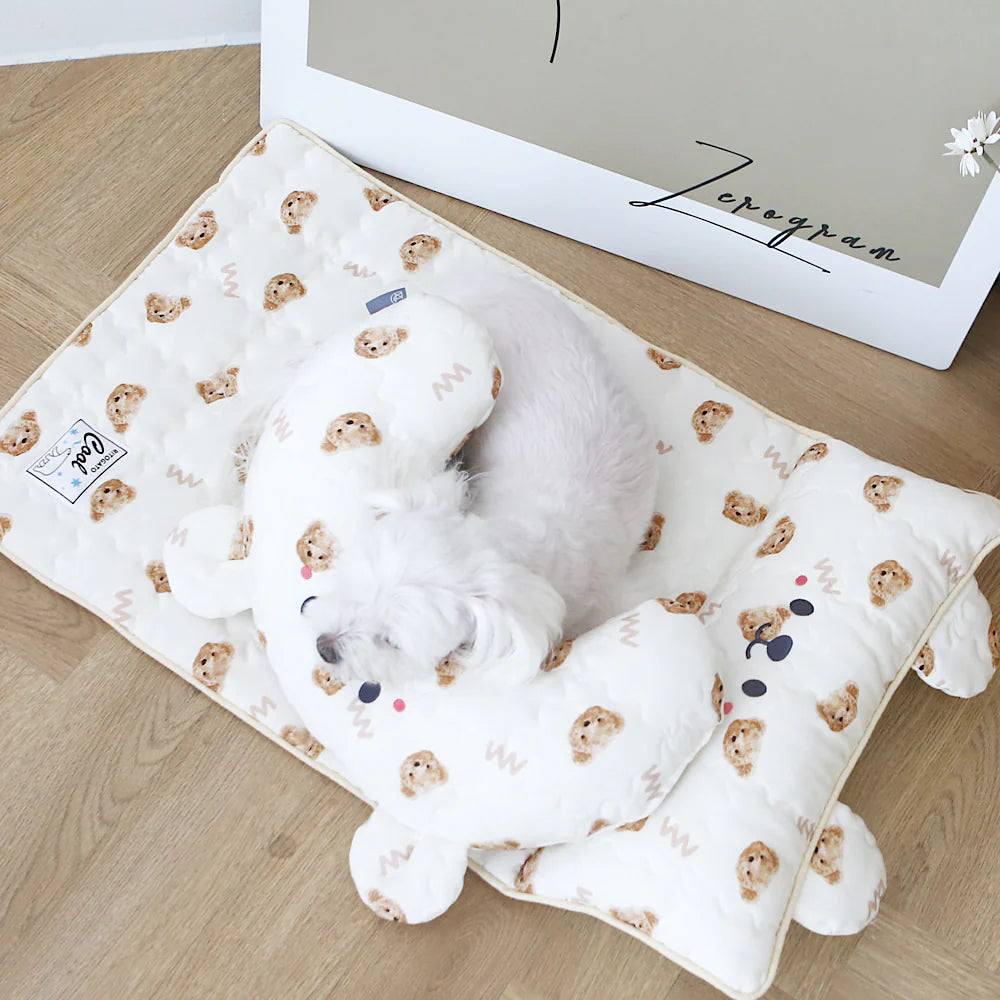 Checkered Bear Cub Cooling Mat (with built-in pillow)
