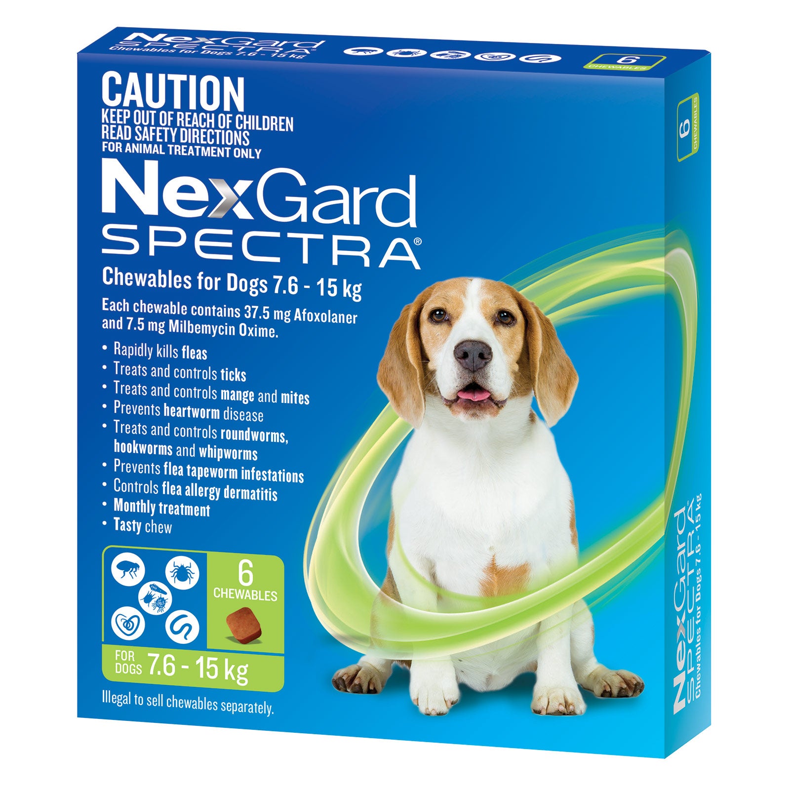 NexGard SPECTRA Chews for Medium Dogs 7.6-15kg - kikiandpuppies