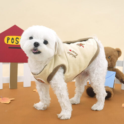 Paris Dog Bear Corduroy Vest - kikiandpuppies