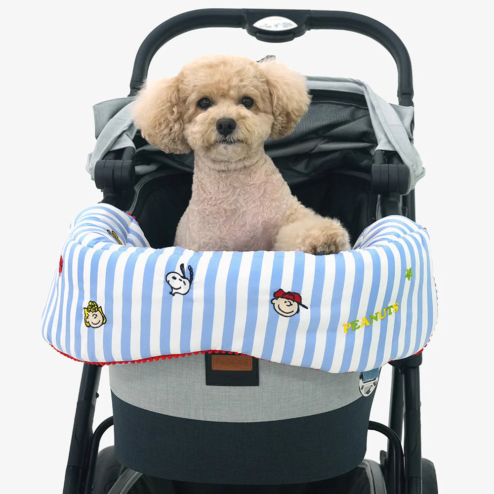 Peanuts Stripe Stroller Guard & Cushion - kikiandpuppies