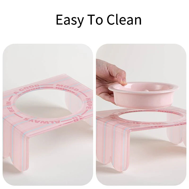 Ceramic Pet Slow Feeder Bowl With Acrylic Holder - kikiandpuppies