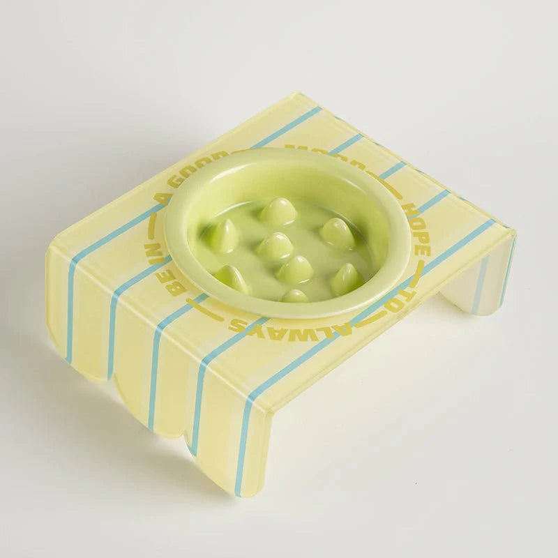 Ceramic Pet Slow Feeder Bowl With Acrylic Holder - kikiandpuppies