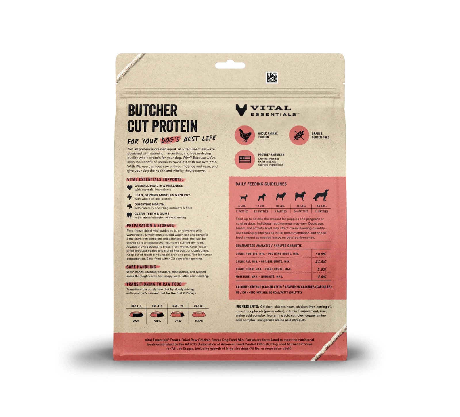 VE - Frozen Chicken Entree Dog Food 396g - kikiandpuppies