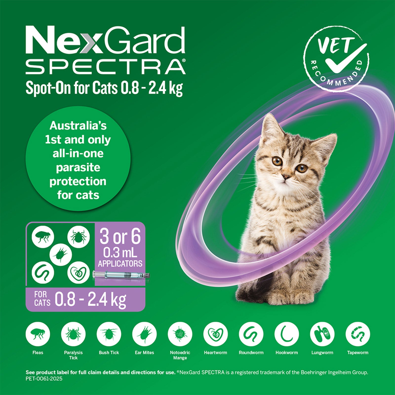 NexGard SPECTRA Spot On For Small Cats And Kittens 0.8~2.4kg - kikiandpuppies