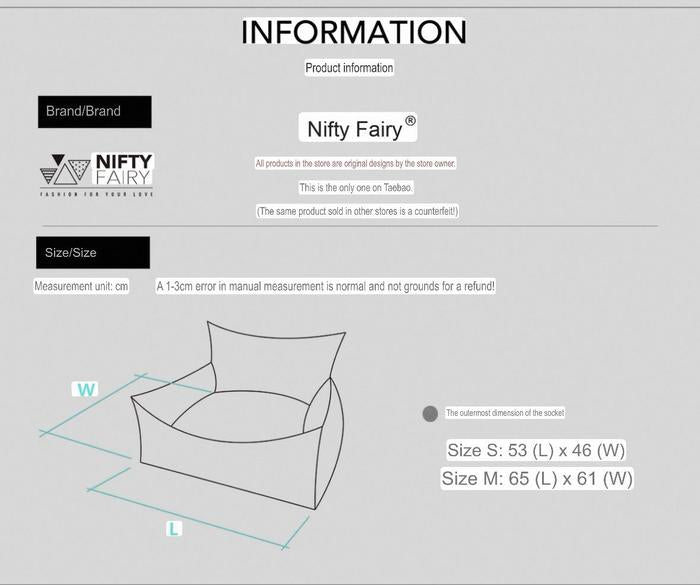 Nifty Fairy Pink Sofa Bed, Luxury Korean Premium Dog and Cat Bed, Size M - kikiandpuppies