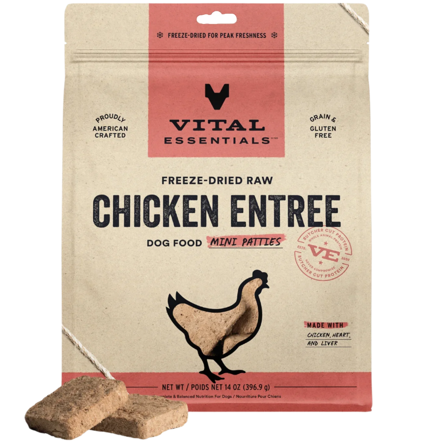 VE - Frozen Chicken Entree Dog Food 396g - kikiandpuppies