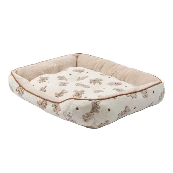 Classic Square Pet Bed – Cream Bear