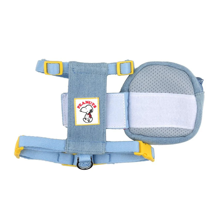 Ensemble harnais-sac à dos en denim Peanuts Korea pour animaux de compagnie (2 en 1)