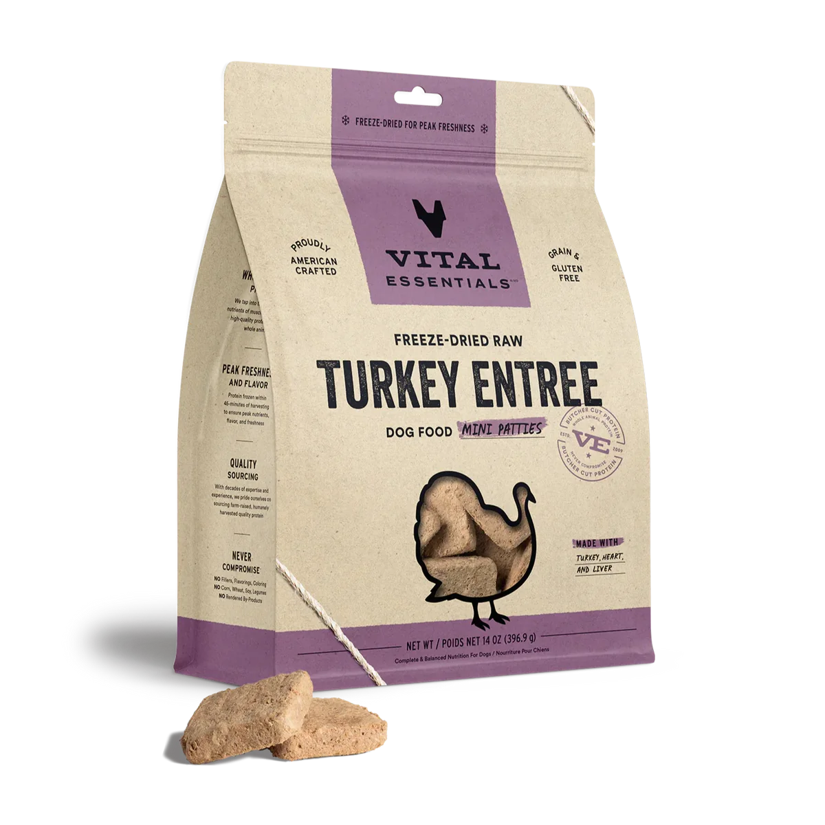 VE - Frozen Turkey Entree Dog Food 396g - kikiandpuppies